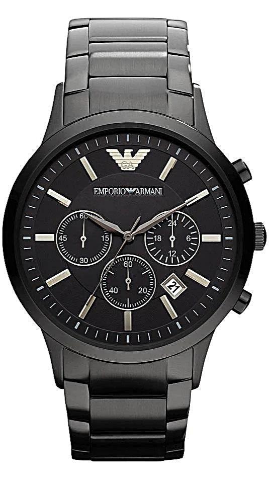Emporio Armani Ceramica Chronograph Black Dial Black Steel Strap Watch For Men - AR1451 Buy Now By Emporio Armani