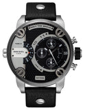 Diesel Little Daddy Black Dial Black Leather Strap Watch For Men - DZ7256 Buy Now By Diesel