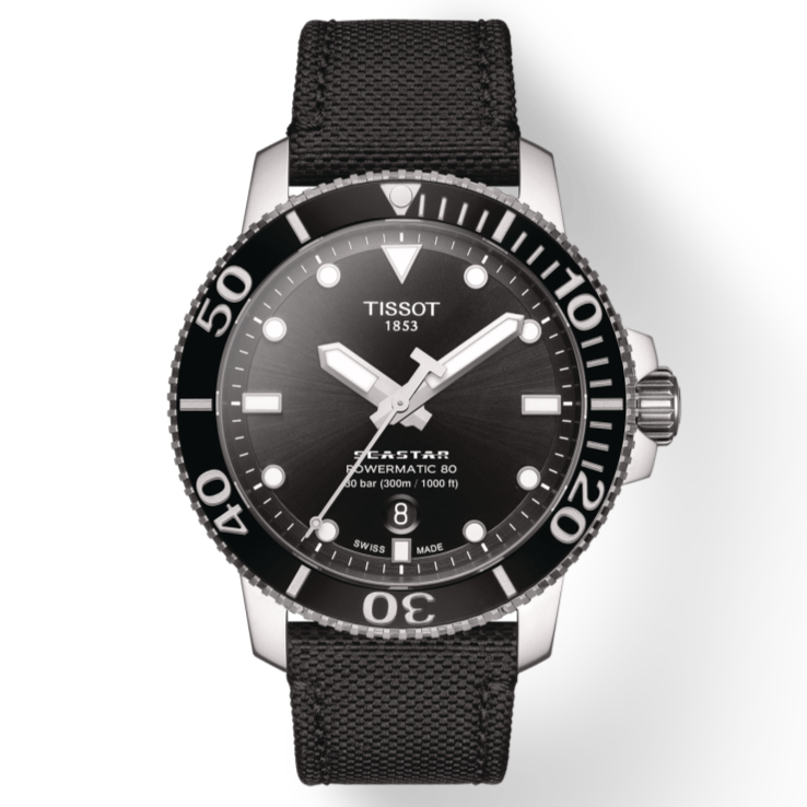 Tissot Seastar 1000 Powermatic 80 Black Dial Black Nylon Strap Watch For Men - T120.407.17.051.00 Buy Now By Tissot