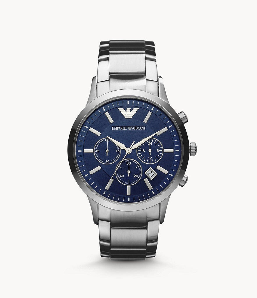 Emporio Armani Renato Chronograph Blue Dial Silver Steel Strap Watch For Men - AR2448 Buy Now By Emporio Armani