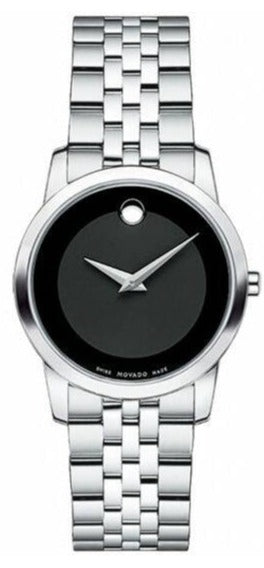 Movado Museum Classic Black Dial Silver Steel Strap Watch For Women - 0606505 Buy Now By Movado