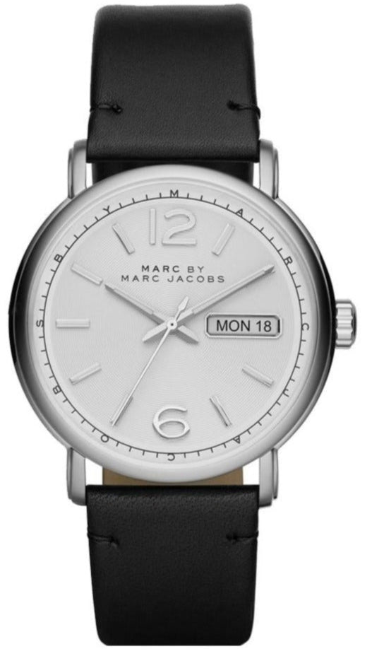 Marc Jacobs Fergus White Dial Black Leather Strap Watch for Men - MBM5076 Buy Now By Marc Jacobs