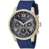 Guess Sunrise Blue Dial with Diamonds Blue Rubber Strap Watch For Women - W0616L2 Buy Now By Guess