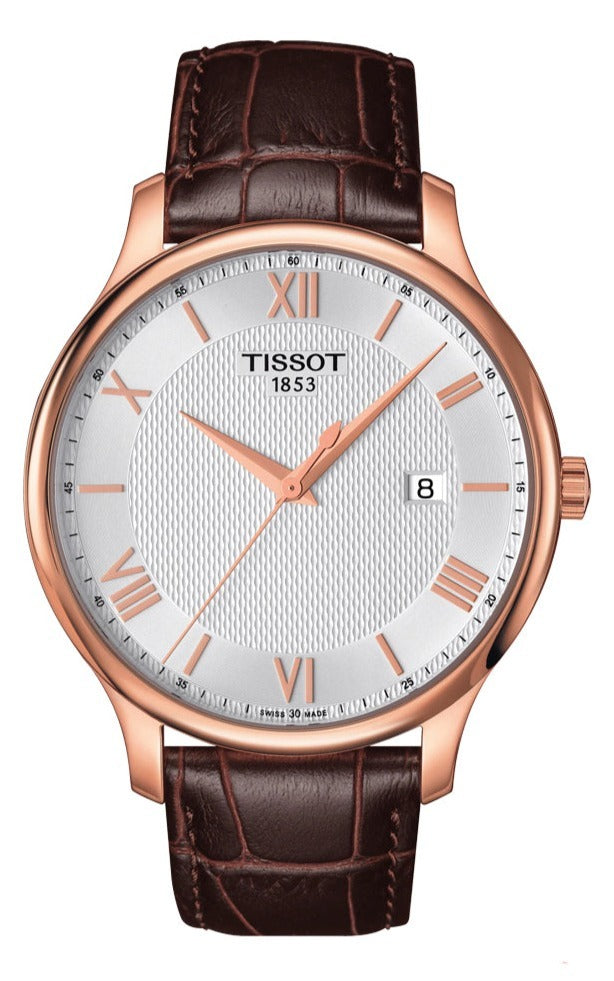 Tissot T Classic Tradition Silver Dial Brown Leather Strap Watch For Men - T063.610.36.038.00 Buy Now By Tissot