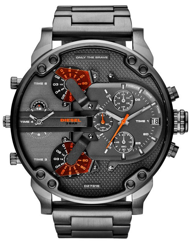 Diesel Mr Daddy 2.0 Chronograph Grey Dial Grey Steel Strap Watch For Men - DZ7315 Buy Now By Diesel