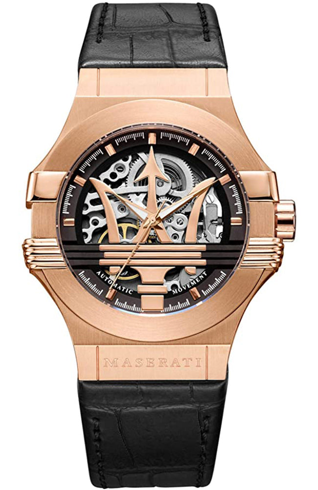 Maserati Potenza Automatic Skeleton Black Dial Black Leather Strap Watch For Men - R8821108039 Buy Now By Maserati