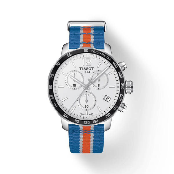 Tissot Quickster Chronograph NBA New York Kicks White Dial Multicolored Nato Strap Watch For Men - T095.417.17.037.06 Buy Now By Tissot