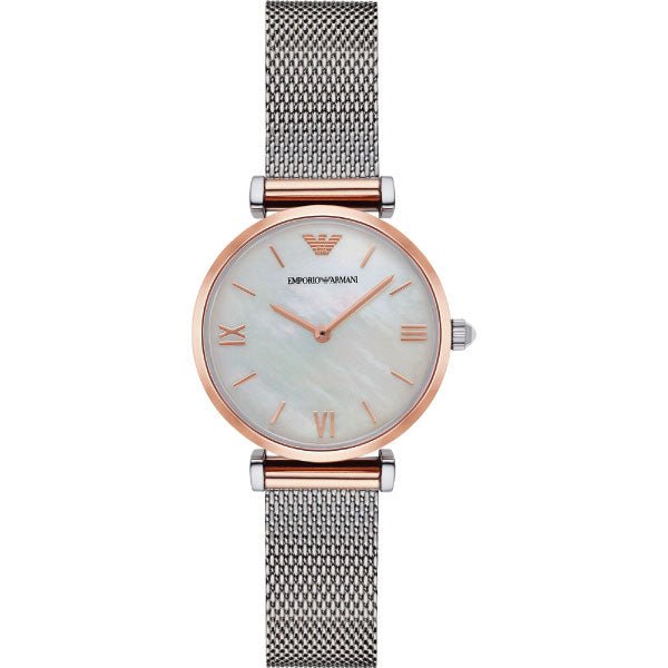 Emporio Armani Retro Mother of Pearl Dial Silver Mesh Bracelet Watch For Women - AR2067 Buy Now By Emporio Armani