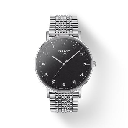 Tissot Everytime Large Black Dial Silver Mesh Bracelet Watch For Men - T109.610.11.077.00 Buy Now By Tissot