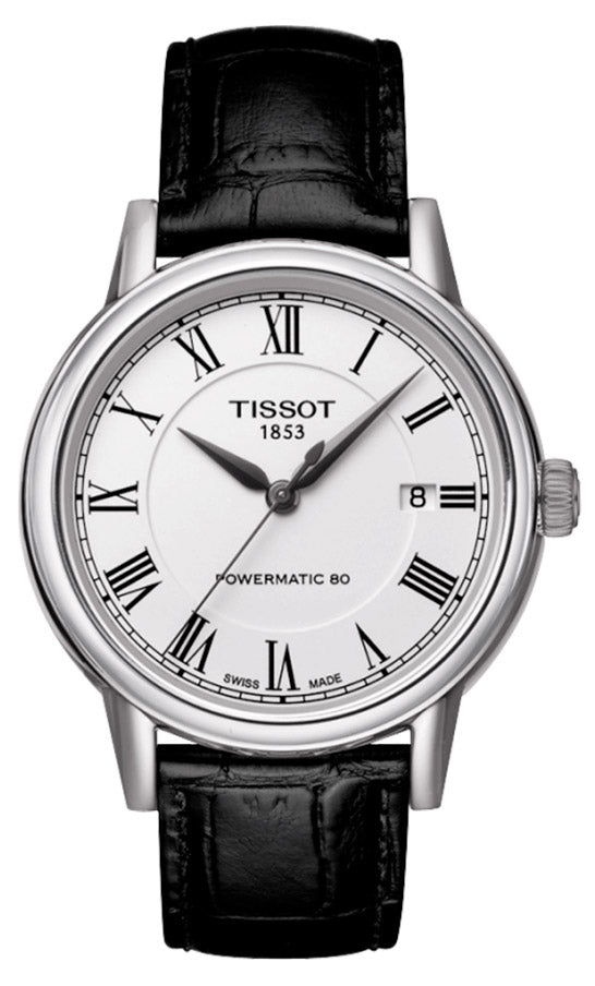 Tissot Carson Powermatic 80 White Dial Black Leather Strap Watch For Men - T085.407.16.013.00 Buy Now By Tissot