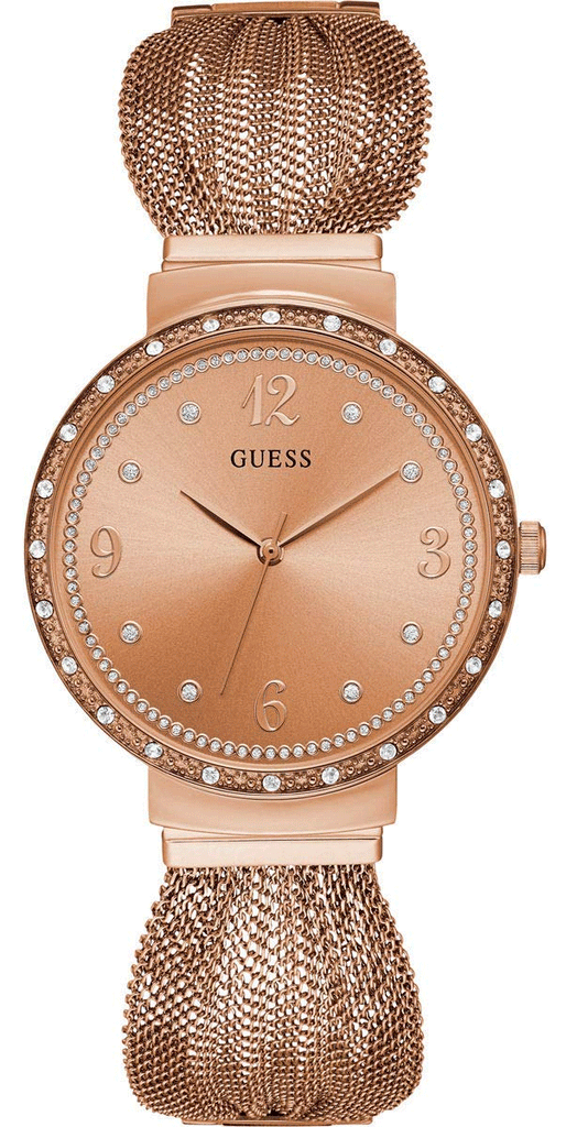 Guess Chiffon Rose Gold Dial Mesh Bracelet Watch For Women - W1083L3 Buy Now By Guess
