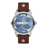 Diesel Mini Daddy LIght Blue Dial Brown Leather Strap Watch For Men - DZ7321 Buy Now By Diesel