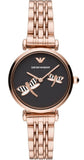 Emporio Armani Gianni T Bar Black Dial Rose Gold Steel Strap Watch For Women - AR11206 Buy Now By Emporio Armani