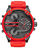 Diesel Mr Daddy 2.0 Chronograph Black Dial Red Silicone Strap Watch For Men - DZ7370 Buy Now By Diesel