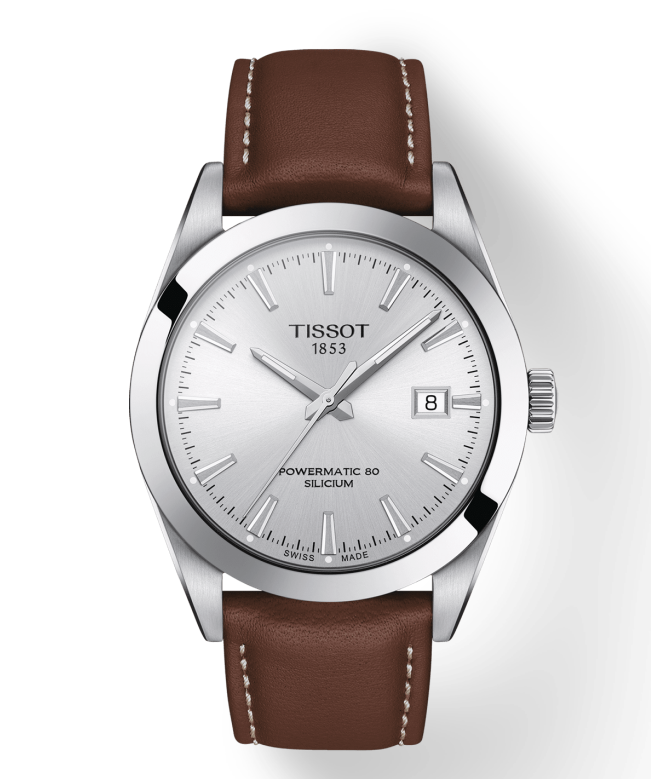 Tissot Gentleman Powermatic 80 Silicium Silver Dial Brown Leather Strap Watch For Men - T127.407.16.031.00 Buy Now By Tissot