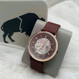 Fossil Vintage Muse Automatic Skeleton Maroon Dial Maroon Leather Strap Watch for Women - ME3137 Buy Now By Fossil