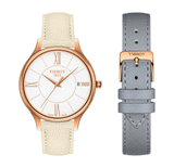 Tissot T Lady Bella Ora Round White Dial Beige Leather Strap Watch For Women - T103.210.36.018.00 Buy Now By Tissot