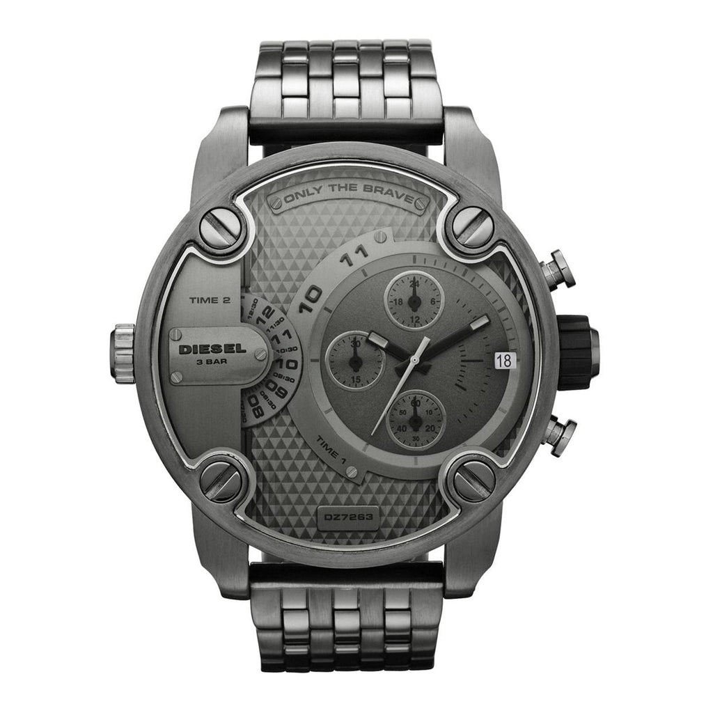 Diesel Little Daddy Dual Time Chronograph Grey Dial Stainless Steel Strap Watch For Men - DZ7263 Buy Now By Diesel