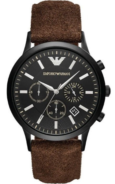 Emporio Armani Chronograph Black Dial Brown Leather Strap Watch For Men - AR11078 Buy Now By Emporio Armani