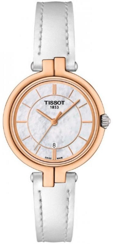 Tissot T Lady Flamingo Mother of Pearl White Dial White Leather Strap Watch For Women - T094.210.26.111.01 Buy Now By Tissot