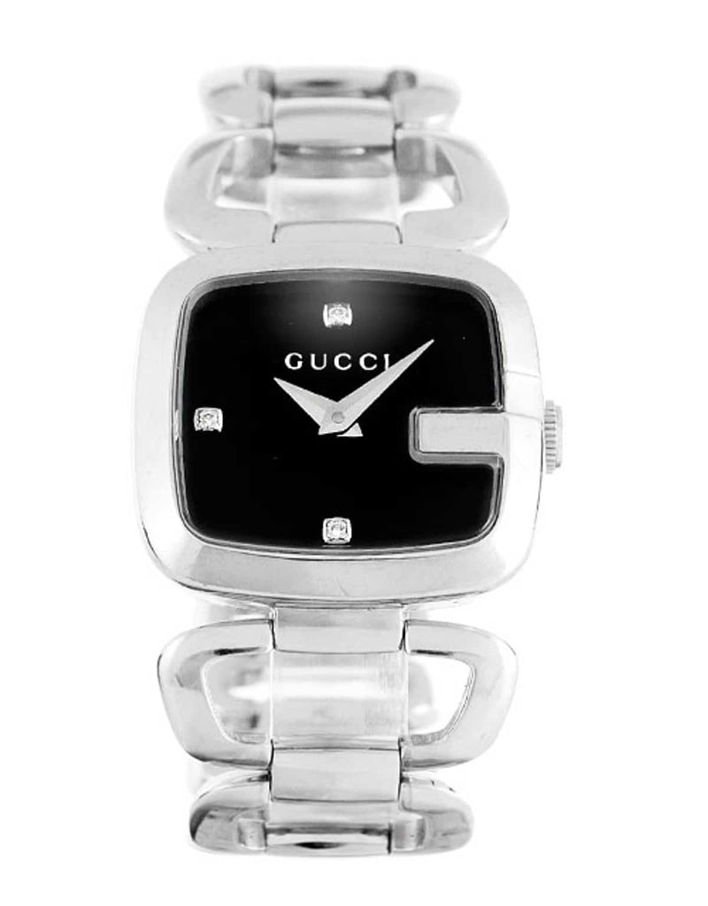 Gucci G Diamonds Black Dial Silver Steel Strap Watch For Women - YA125509 Buy Now By Gucci