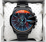 Diesel Mega Chief Chronograph Black Dial Black Steel Strap Watch For Men - DZ4318 Buy Now By Diesel