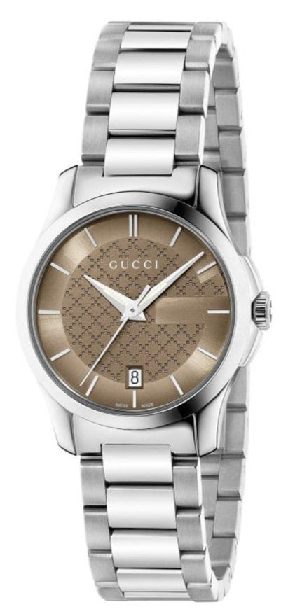 Gucci G Timeless Brown Dial Silver Steel Strap Watch For Women - YA126526 Buy Now By Gucci