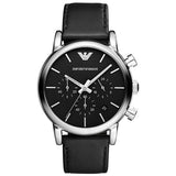Emporio Armani Classic Chronograph Black Dial Black Leather Strap Watch For Men - AR1733 Buy Now By Emporio Armani