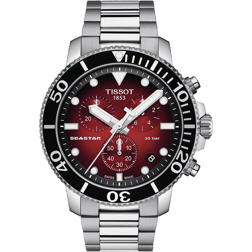 Tissot Seastar 1000 Chronograph Red Dial Silver Steel Strap Watch For Men - T120.417.11.421.00 Buy Now By Tissot