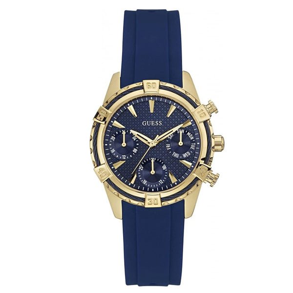 Guess Catalina Blue Gold Tone Blue Silicone Strap Watch For Women - W0562L2 Buy Now By Guess