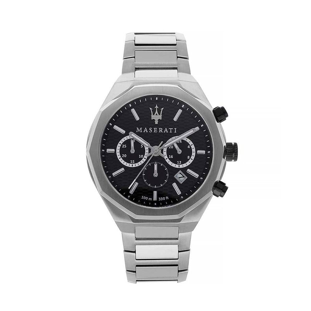 Maserati Stile Chronograph Black Dial Silver Steel Strap Watch For Men - R8873642004 Buy Now By Maserati