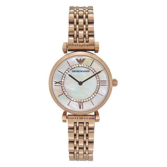 Emporio Armani Gianni T Bar Mother of Pearl Rose Gold Stainless Steel Strap Watch For Women - AR1909 Buy Now By Emporio Armani