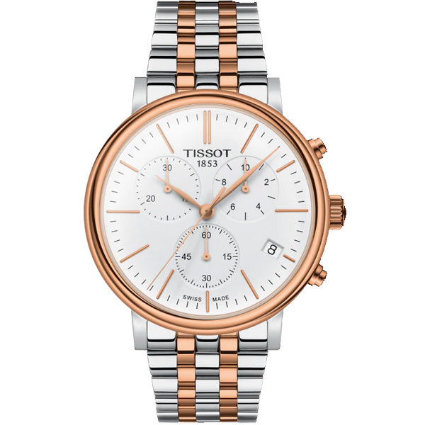 Tissot Carson Premium Chronograph White Dial Two Tone Steel Strap Watch For Men - T122.417.22.011.00 Buy Now By Tissot