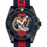 Gucci Dive Tiger Blue and Red Dial Blue Red Blue Nylon Strap Watch For Men - YA136215 Buy Now By Gucci