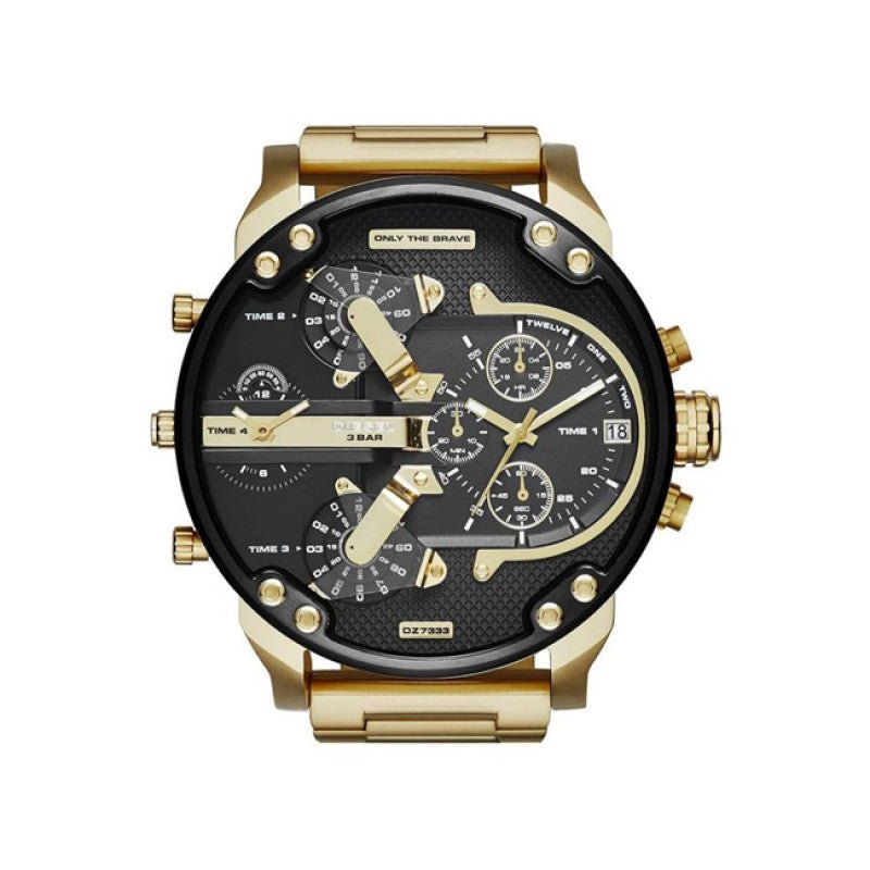 Diesel Mr Daddy 2.0 Chronograph Black Dial Gold Steel Strap Watch For Men - DZ7333 Buy Now By Diesel