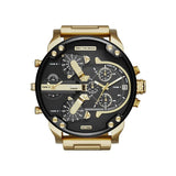 Diesel Mr Daddy 2.0 Chronograph Black Dial Gold Steel Strap Watch For Men - DZ7333 Buy Now By Diesel