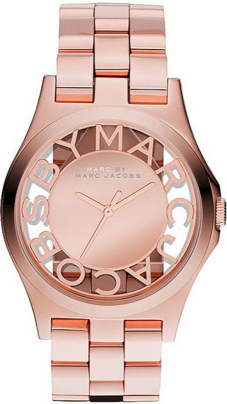 Marc Jacobs Henry Rose Gold Dial Rose Gold Steel Strap Watch for Women - MBM3207 Buy Now By Marc Jacobs