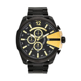 Diesel Mega Chief Chronograph Black Dial Black Steel Strap Watch For Men - DZ4338 Buy Now By Diesel