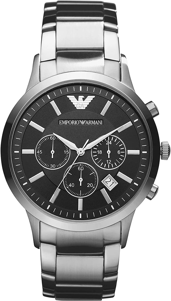 Emporio Armani Classic Chronograph Black Dial Silver Steel Strap Watch For Men - AR2434 Buy Now By Emporio Armani
