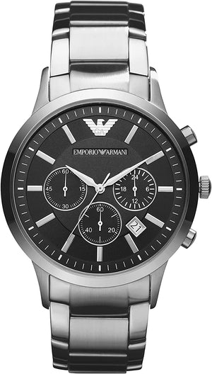 Emporio Armani Classic Chronograph Black Dial Silver Steel Strap Watch For Men - AR2434 Buy Now By Emporio Armani
