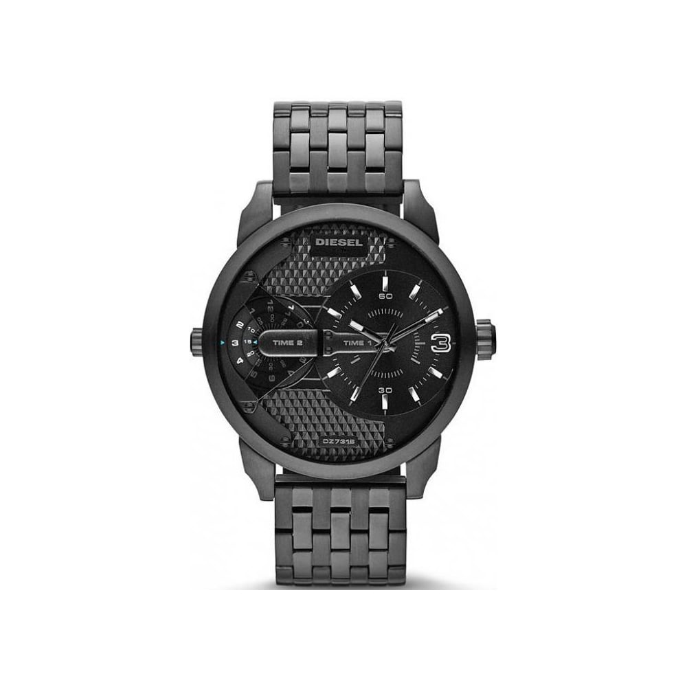 Diesel Mini Daddy Dual Time Black Dial Black Stainless Steel Strap Watch For Men - DZ7316 Buy Now By Diesel