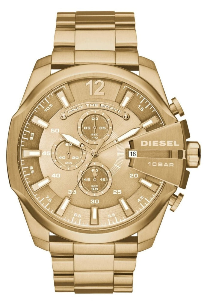 Diesel Mega Chief Chronograph Gold Dial Gold Steel Strap Watch For Men - DZ4360 Buy Now By Diesel