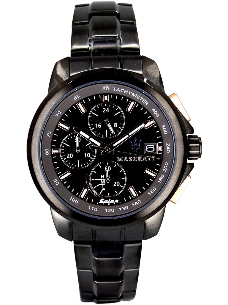 Maserati Successo Solar Black Dial Grey Steel Strap Watch For Men - R8873645001 Buy Now By Maserati