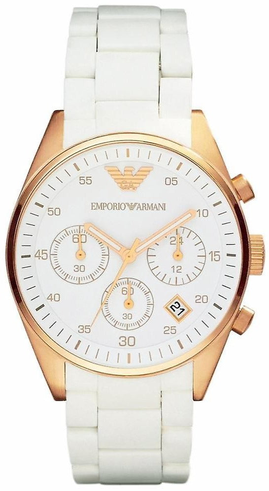 Emporio Armani Sportivo Silver Dial White Silicone Strap Watch For Women - AR5920 Buy Now By Emporio Armani