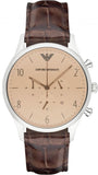 Emporio Armani Classic Chronograph Cream Dial Brown Leather Strap Watch For Men - AR1878 Buy Now By Emporio Armani