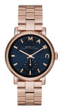 Marc Jacobs Baker Blue Dial Rose Gold Steel Strap Watch for Women - MBM3330 Buy Now By Marc Jacobs