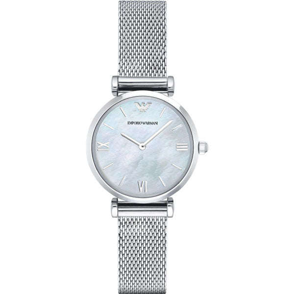 Emporio Armani Gianni T Bar Mother of Pearl Dial Silver Steel Strap Watch For Women - AR1955 Buy Now By Emporio Armani