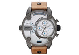 Diesel SBA Dual Time Chronograph White Dial Brown Leather Strap Watch For Men - DZ7269 Buy Now By Diesel