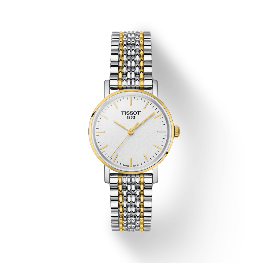 Tissot T Classic Everytime Small White Dial Two Tone Mesh Bracelet Watch For Women - T109.210.22.031.00 Buy Now By Tissot