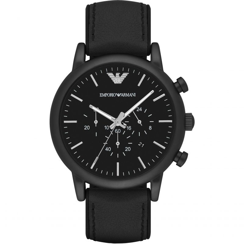 Emporio Armani Luigi Chronohraph Black Dial Black Leather Strap Watch For Men - AR1970 Buy Now By Emporio Armani